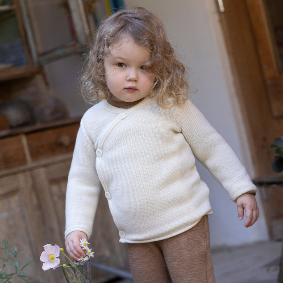 Cardigan con allacciatura kimono - Naturale
