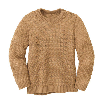 Maglioncino lavorato in lana merino - Caramello