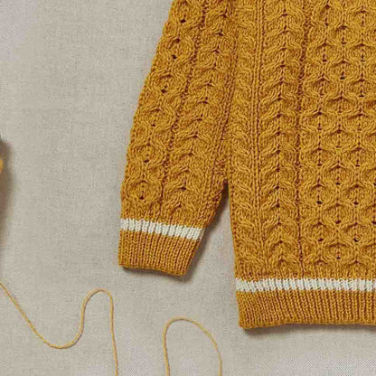 Maglioncino Aran in Lana Irlandese - Senape/Bianco