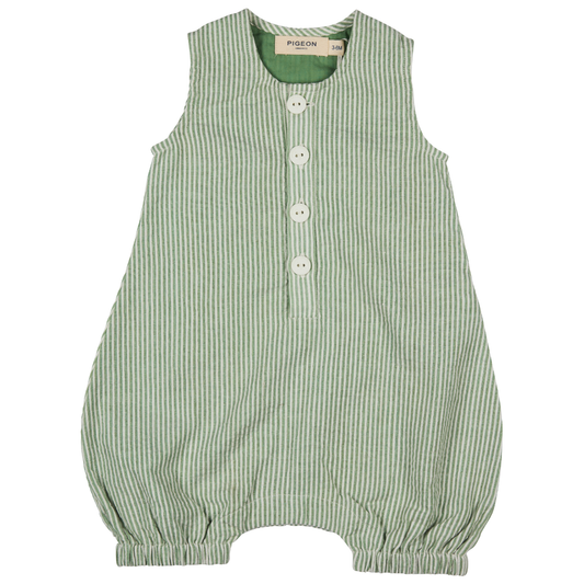 Pagliaccetto in Cotone Biologico - Righe Verde