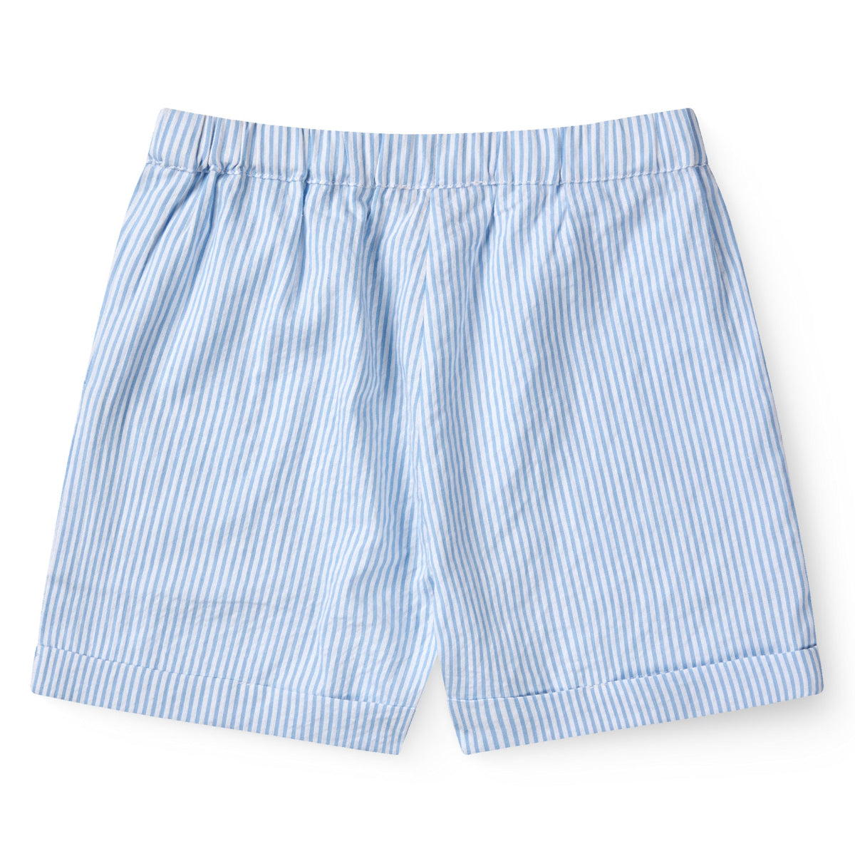 Pantaloncini in Cotone Biologico - Seersucker righine Blu