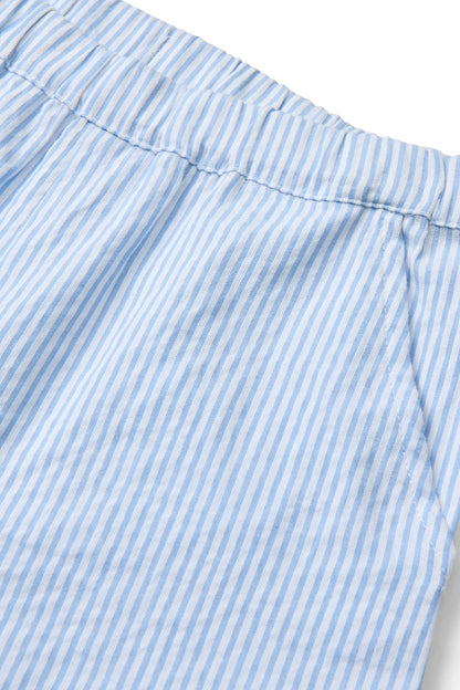 Pantaloncini in Cotone Biologico - Seersucker righine Blu