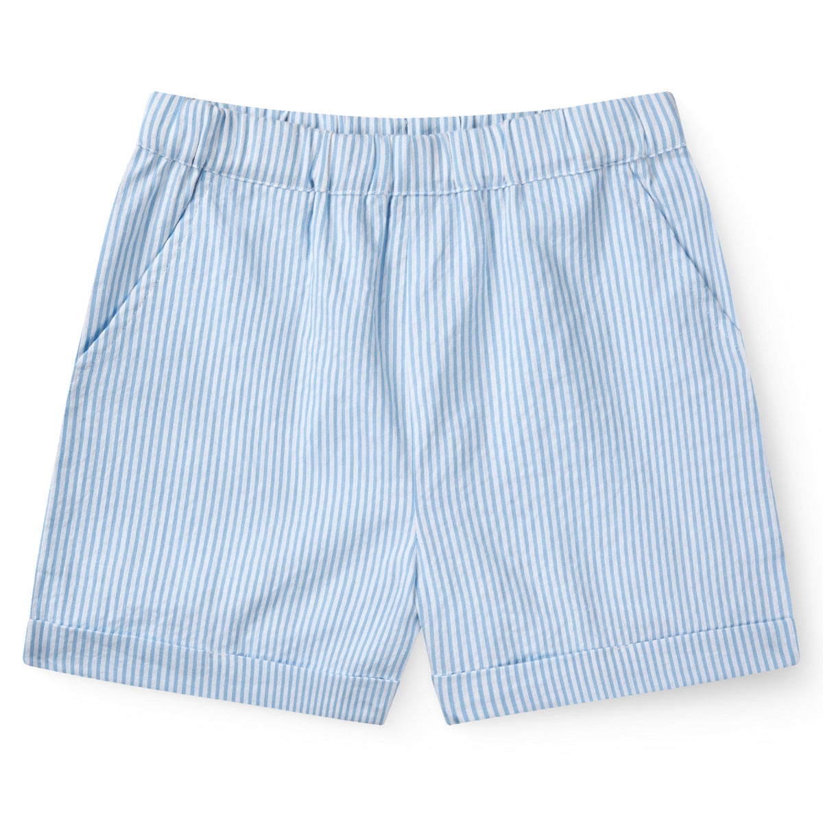 Pantaloncini in Cotone Biologico - Seersucker righine Blu
