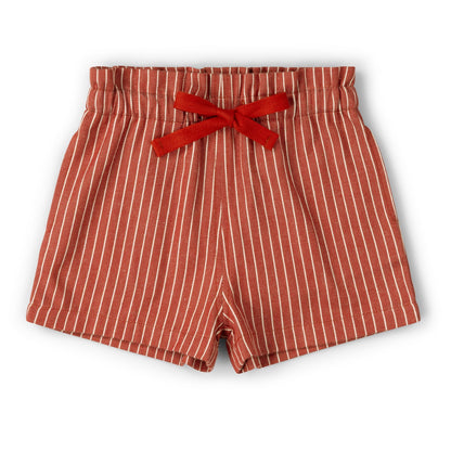 Pantaloncini in Twill di Cotone Biologico - Ruggine rigato