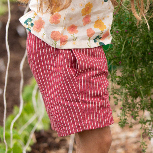 Pantaloncini in Twill di Cotone Biologico - Ruggine rigato