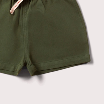 Pantaloncini in Twill di Cotone Biologico - Verde Bosco