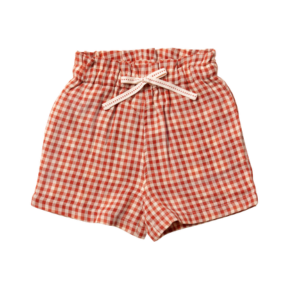 Shorts in Cotone Biologico - Vichy Rosso