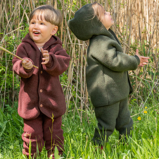 PREORDINE - Pantaloni in pile di lana biologica - Oliva