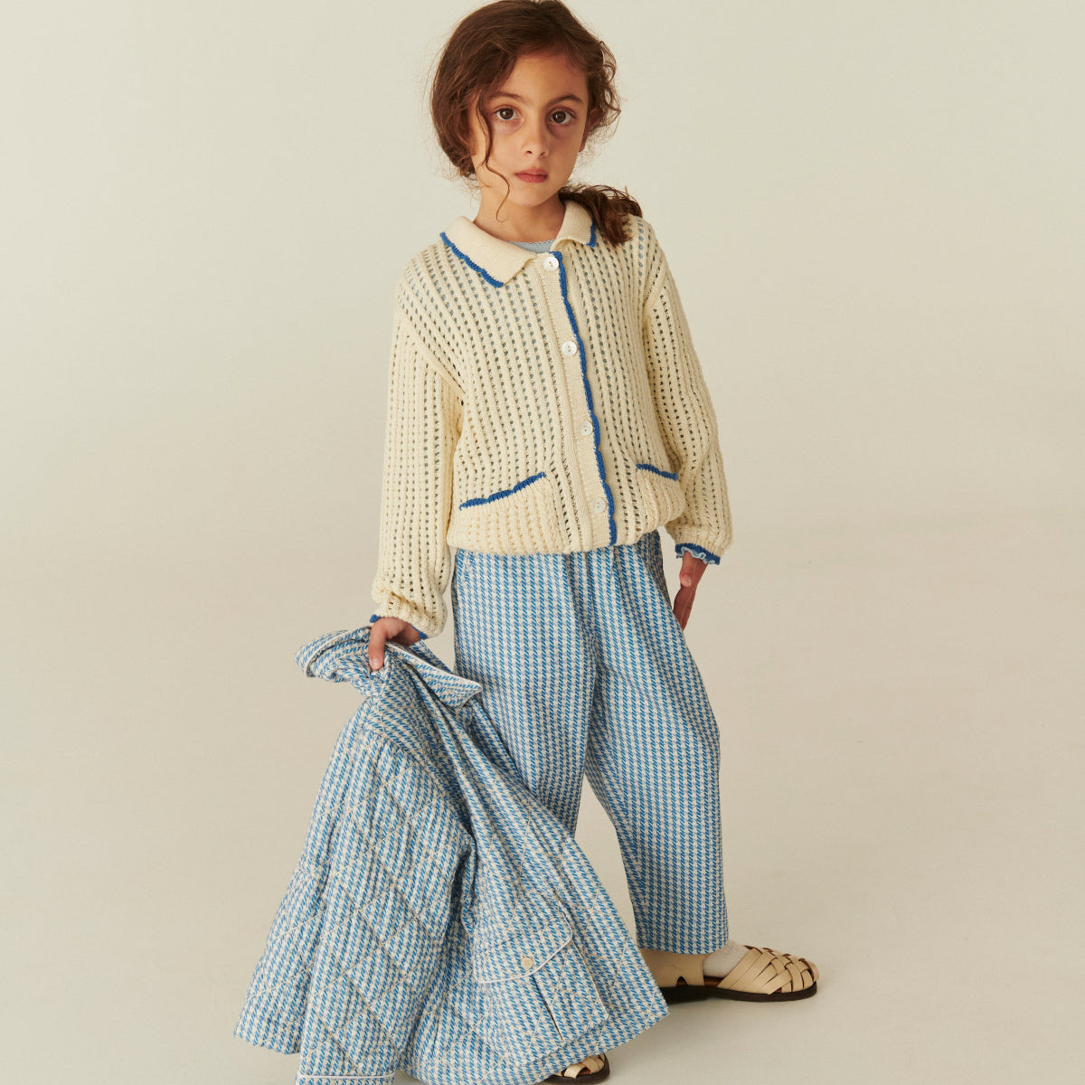 Pantaloni in Cotone Biologico - Mini Pied de Poul Blue