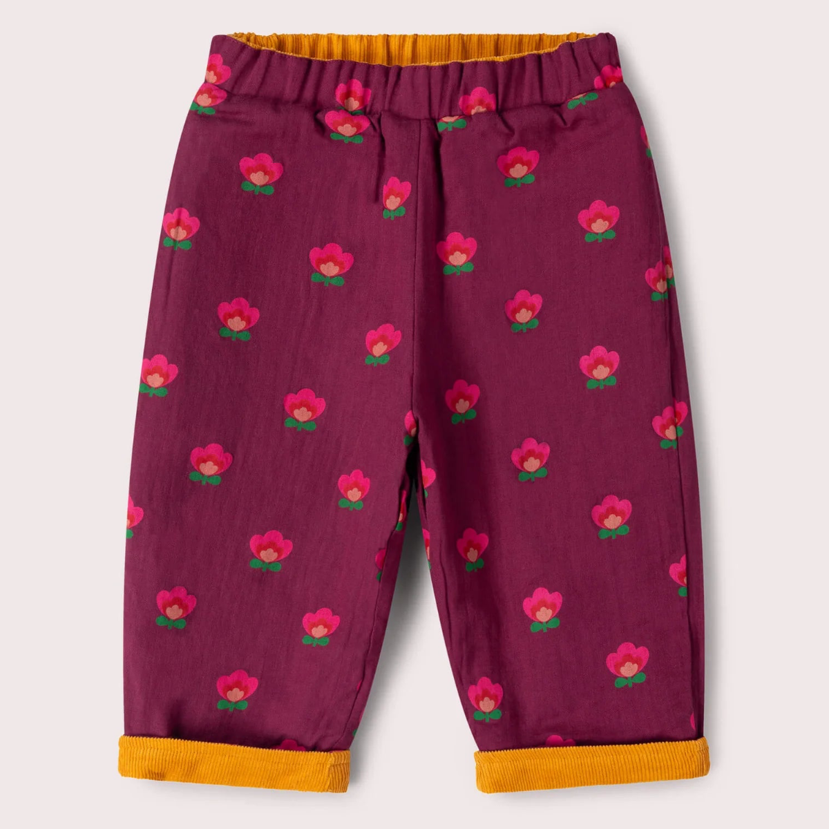 Pantaloni in velluto di Cotone Biologico Reversibili - Senape