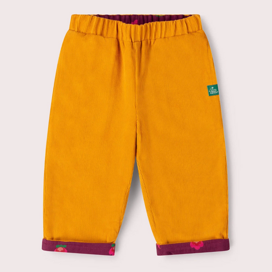 Pantaloni in velluto di Cotone Biologico Reversibili - Senape