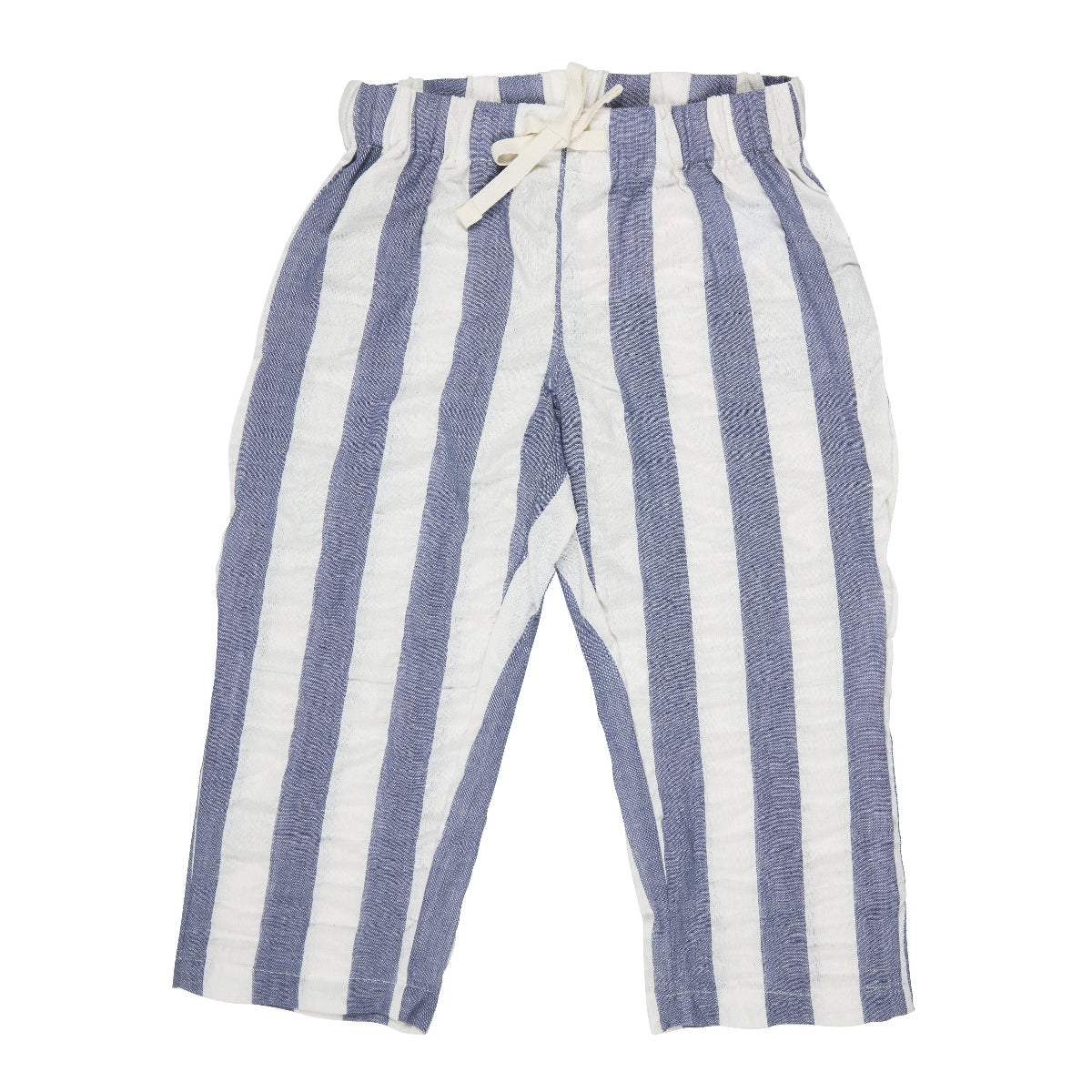 Pantaloni in Cotone Biologico - Seersucker Rigoni Indaco/Bianco