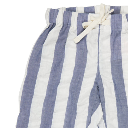 Pantaloni in Cotone Biologico - Seersucker Rigoni Indaco/Bianco