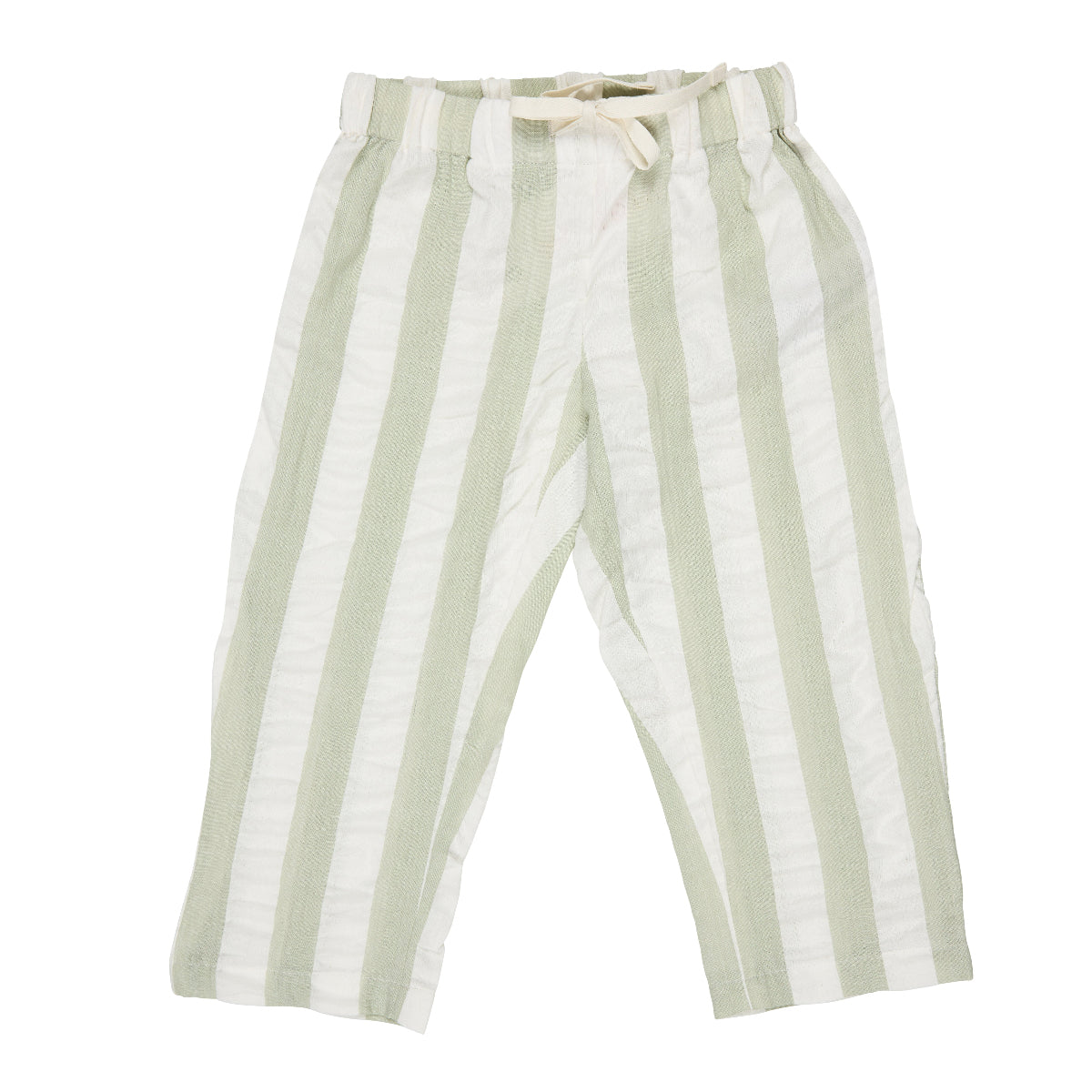 Pantaloni in Cotone Biologico - Seersucker Rigoni Verde/Bianco