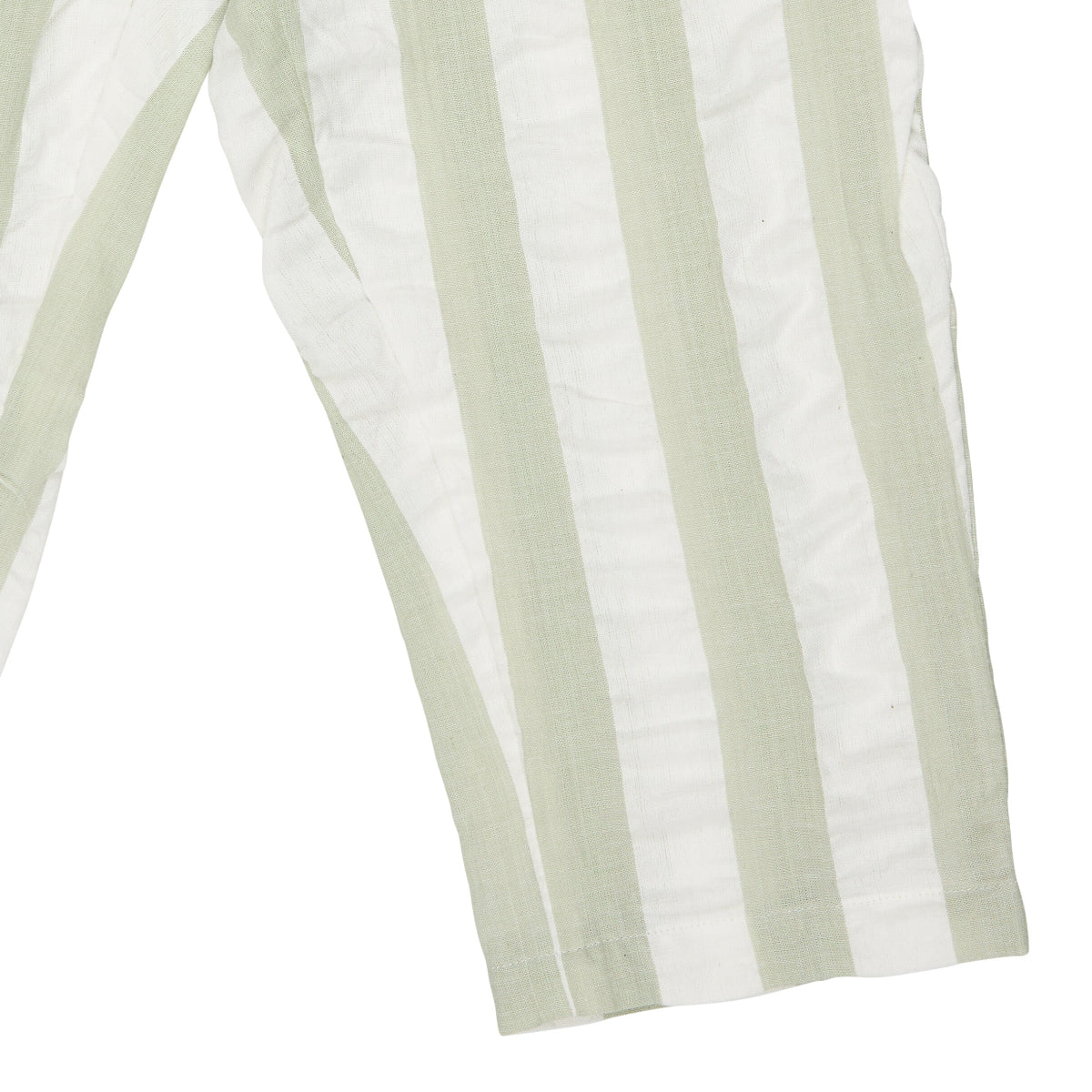 Pantaloni in Cotone Biologico - Seersucker Rigoni Verde/Bianco