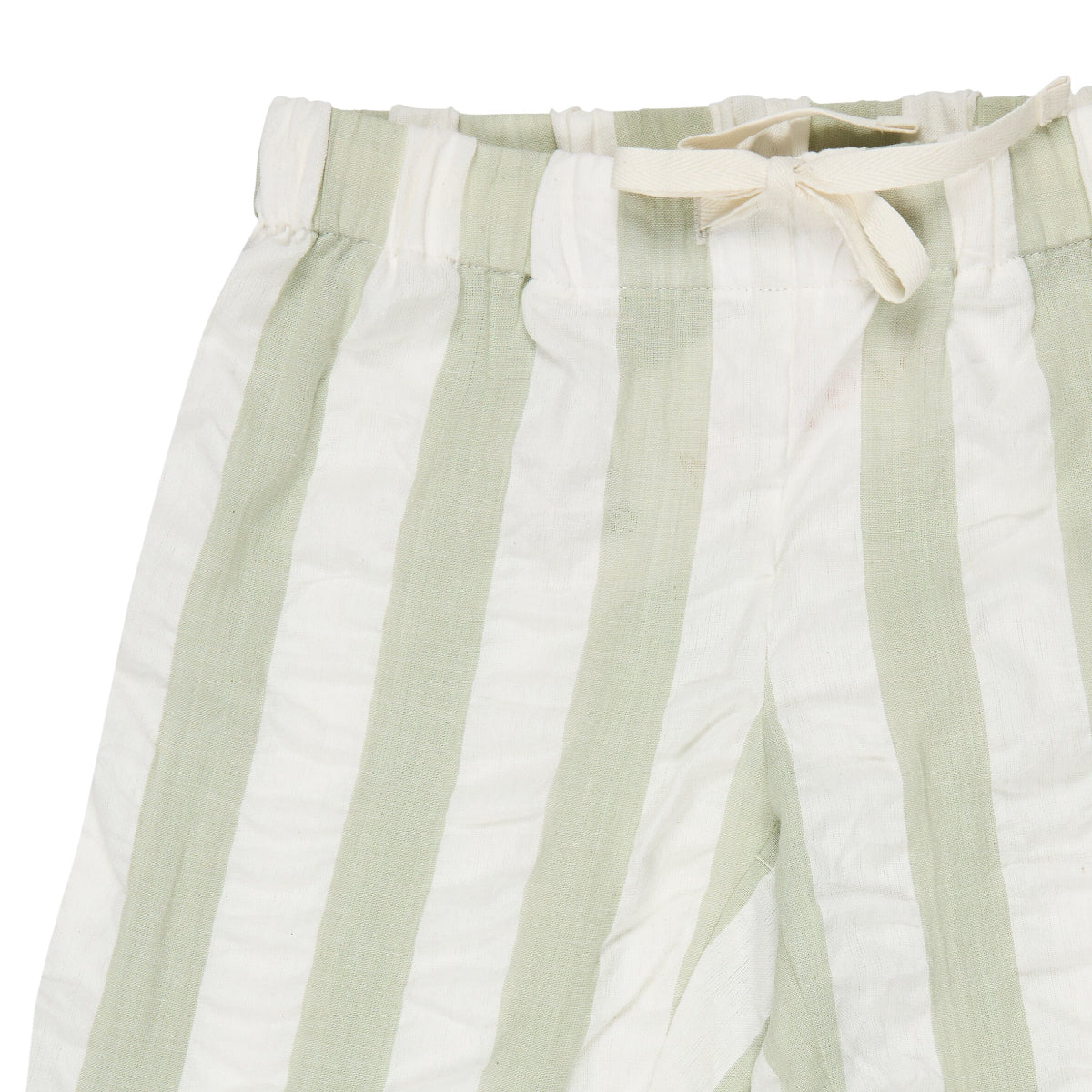 Pantaloni in Cotone Biologico - Seersucker Rigoni Verde/Bianco