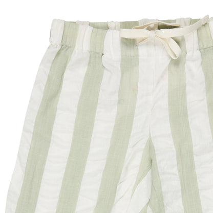 Pantaloni in Cotone Biologico - Seersucker Rigoni Verde/Bianco