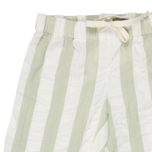 Pantaloni in Cotone Biologico - Seersucker Rigoni Verde/Bianco