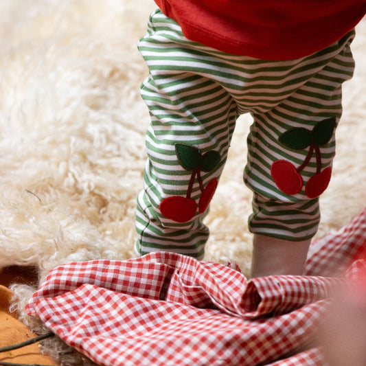 Pantaloni in Cotone Biologico con toppe - Ciliegie
