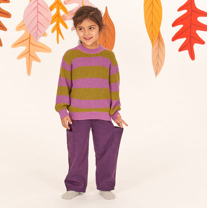 Pantaloni in Cotone Biologico Cargo - Viola
