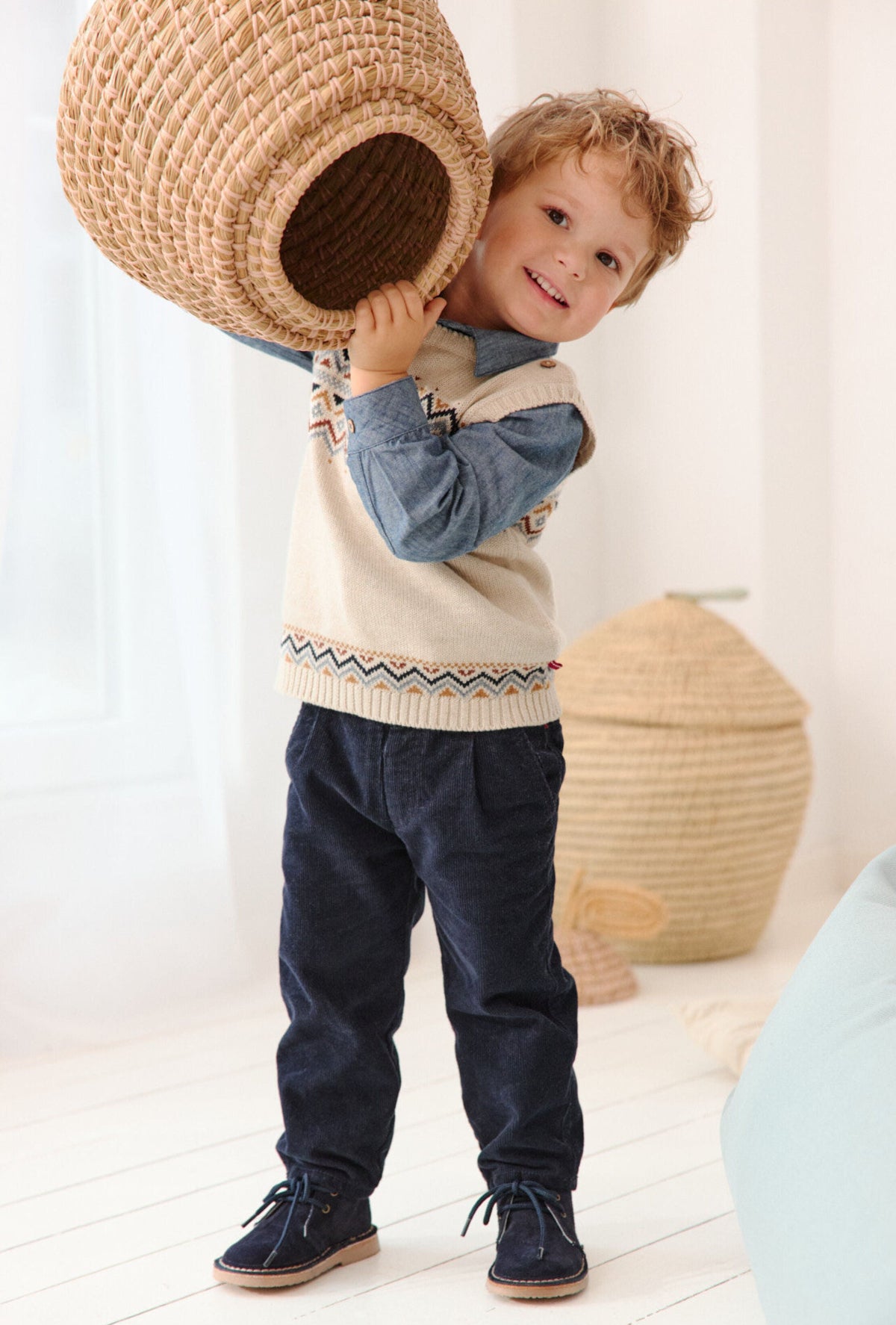 Pantaloni in velluto di Cotone Biologico - Blu