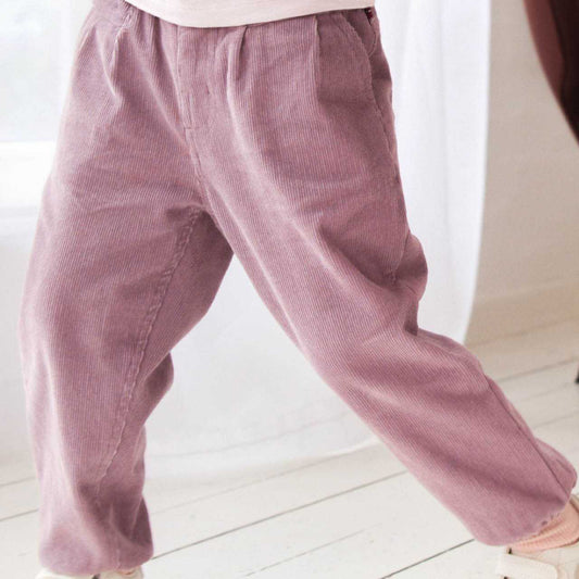 Pantaloni a costine in cotone biologico - Malva