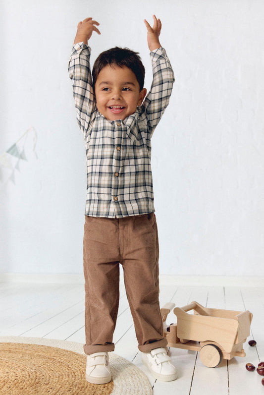 Pantaloni in velluto di Cotone Biologico - Tortora