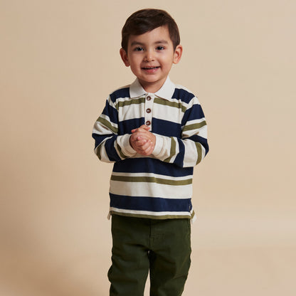 Polo in Cotone Biologico - Navy/Verde