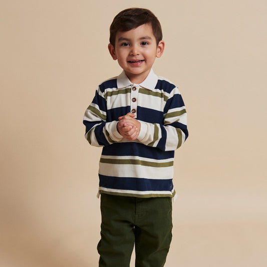 Polo in Cotone Biologico - Navy/Verde