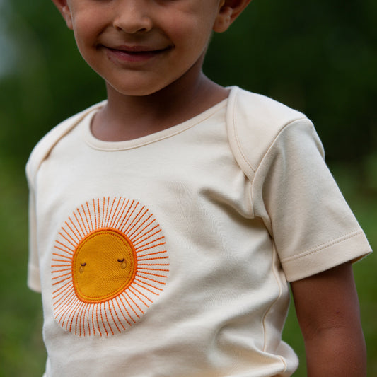 T-shirt in Cotone Biologico con applicazione - Sole