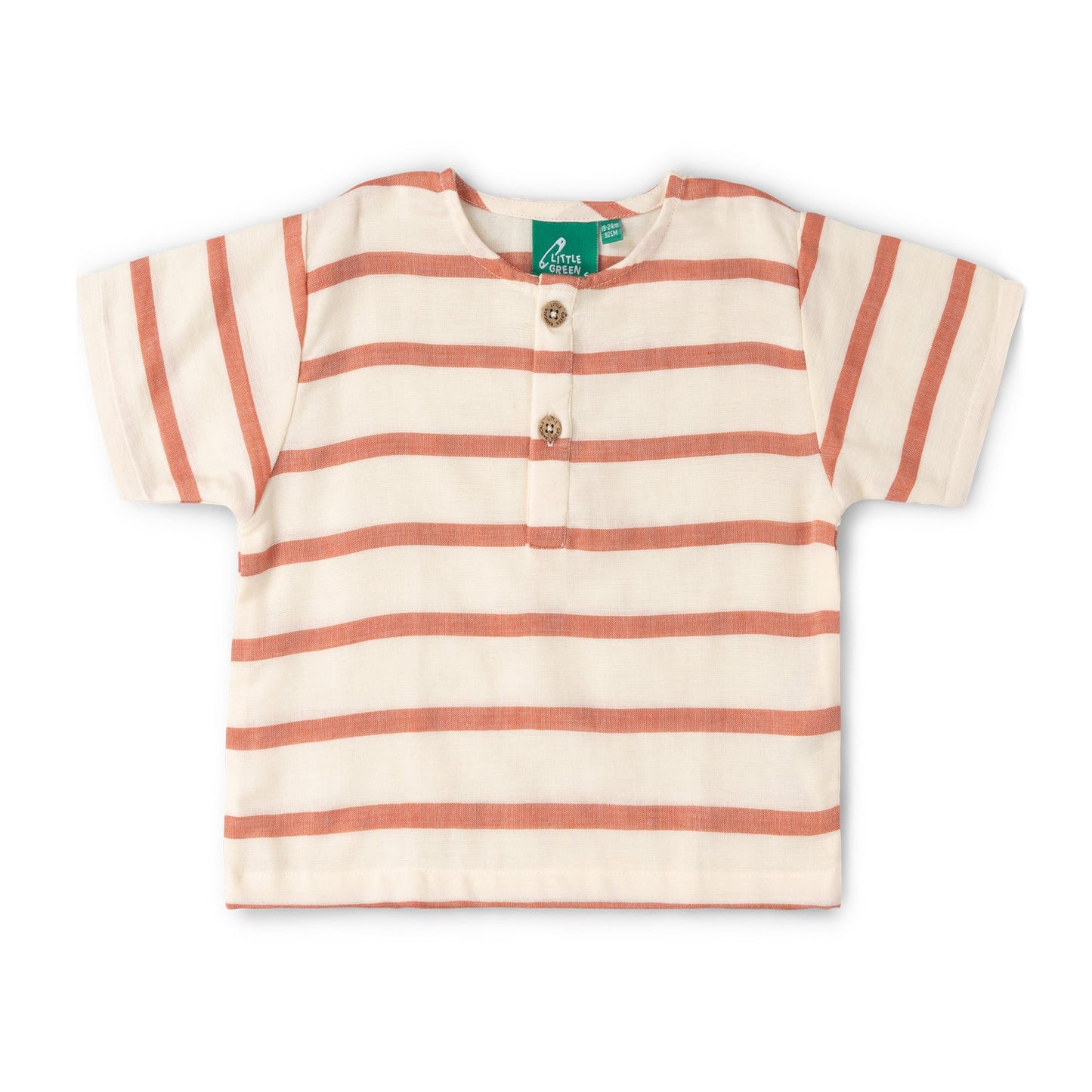 Maglia serafino in Mussola di Cotone Biologico - Vintage Stripe