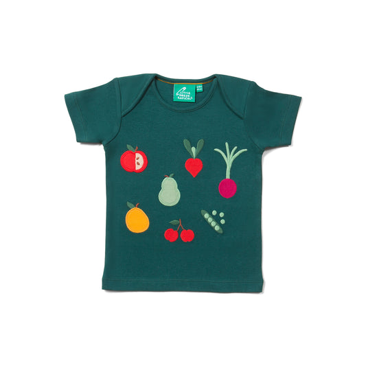 T-shirt mezza manica in cotone biologico colore Verde con applicazioni