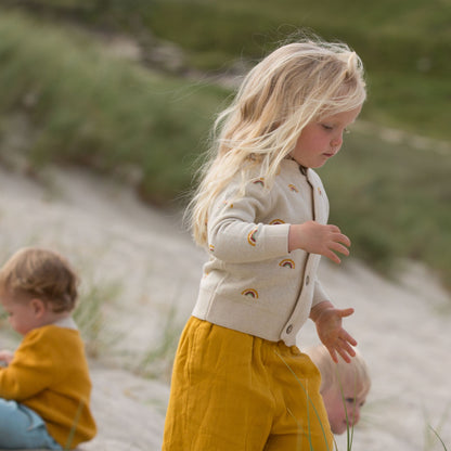 Cardigan in cotone biologico colore Bianco naturale con arcobaleni