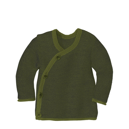 Cardigan con allacciatura kimono Oliva/Antracite mélange